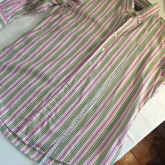 RALPH LAUREN sz 16 button up shirt pink green - Picture 11 of 15